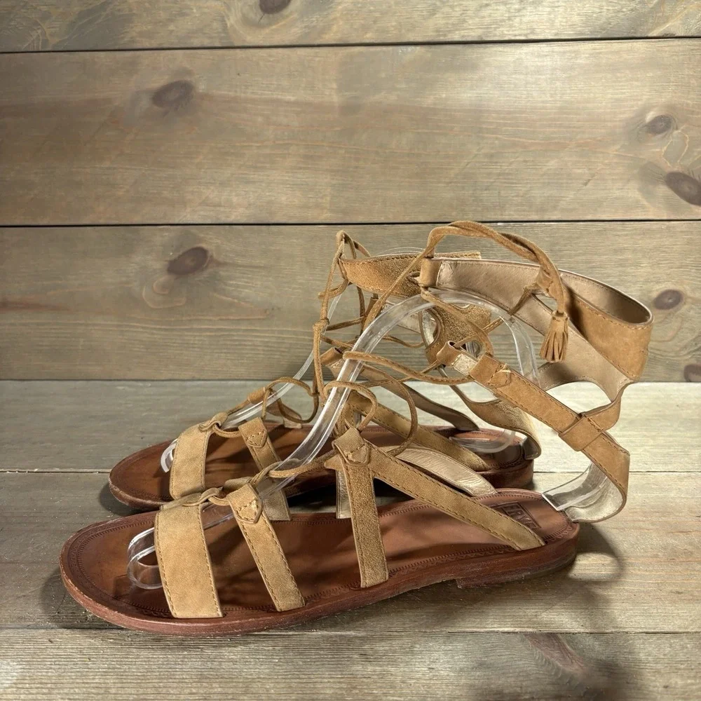 frye ruth women size 7.5 shoes brown leather gladiator comfort sandals